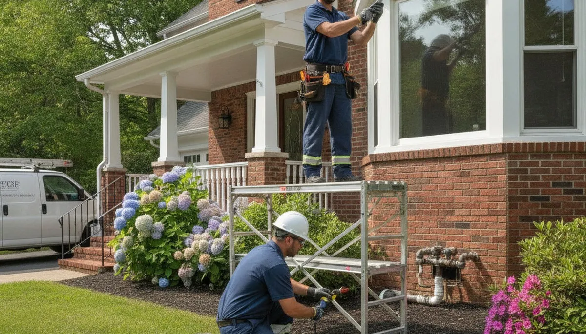 Plumber repairing a pipe in Lynchburg, VA for local plumbing repair service