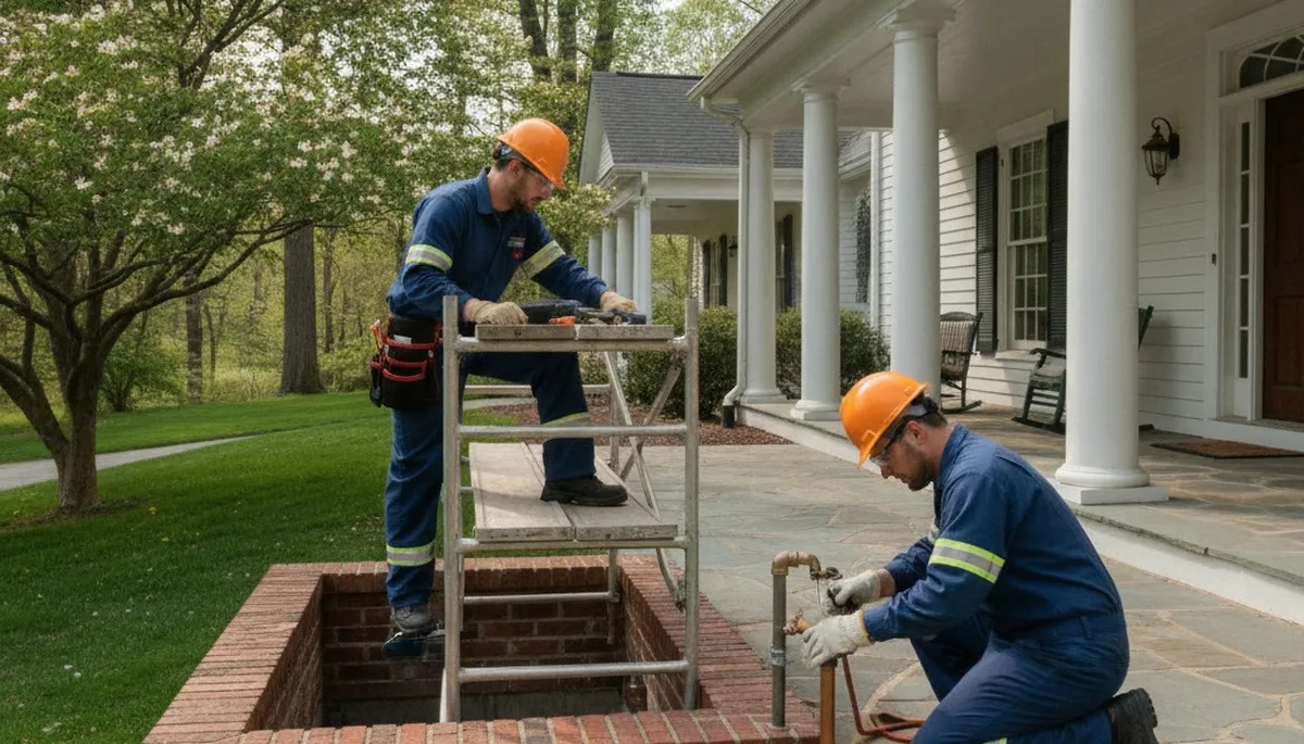 Plumber repairing a leak in Lynchburg, VA for local plumbing repair service