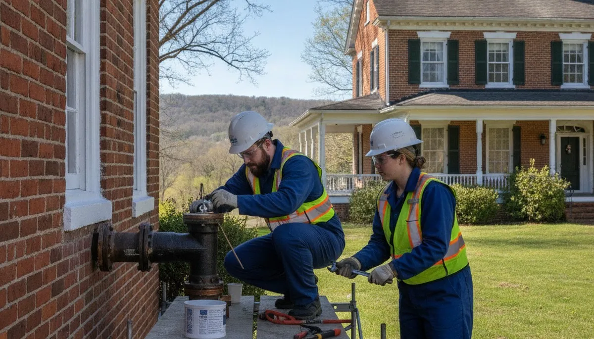 Plumber repairing a pipe in Lynchburg, VA for local plumbing repair service