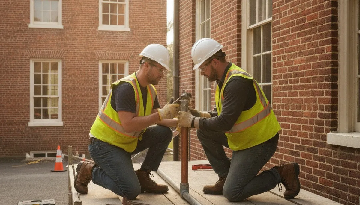 Plumber repairing a leak in Lynchburg, VA for plumbing repair service