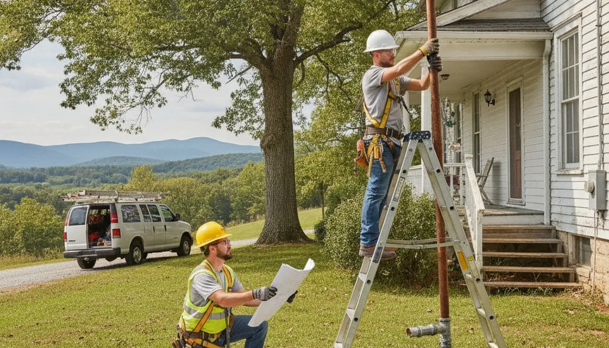 Lynchburg, VA plumber repairing a residential pipe for local plumbing service