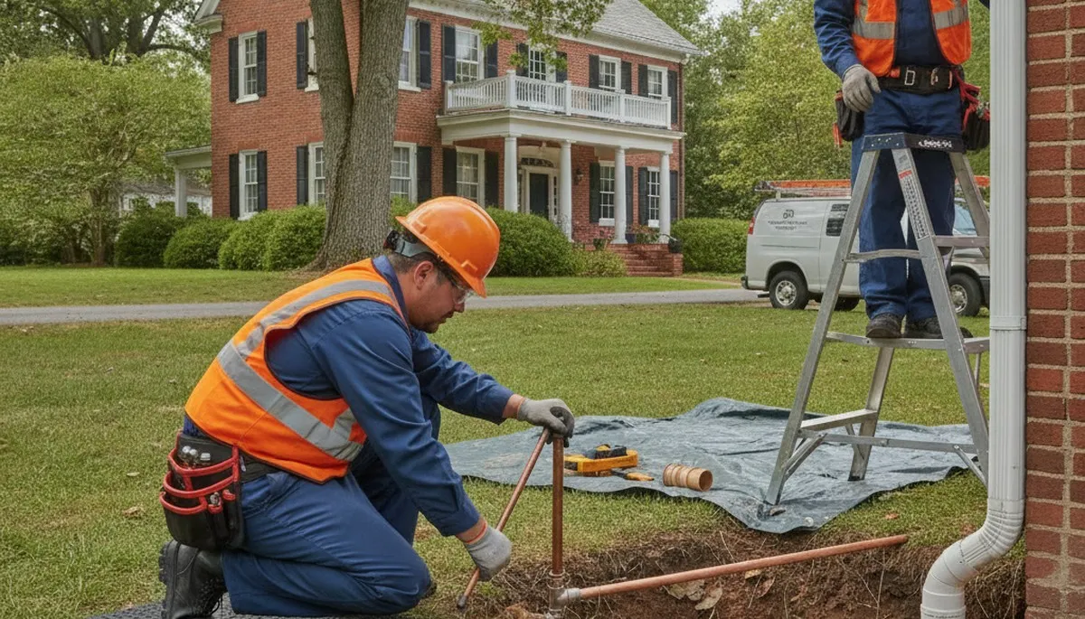 Professional Lynchburg, VA plumber providing residential plumbing repair service on site