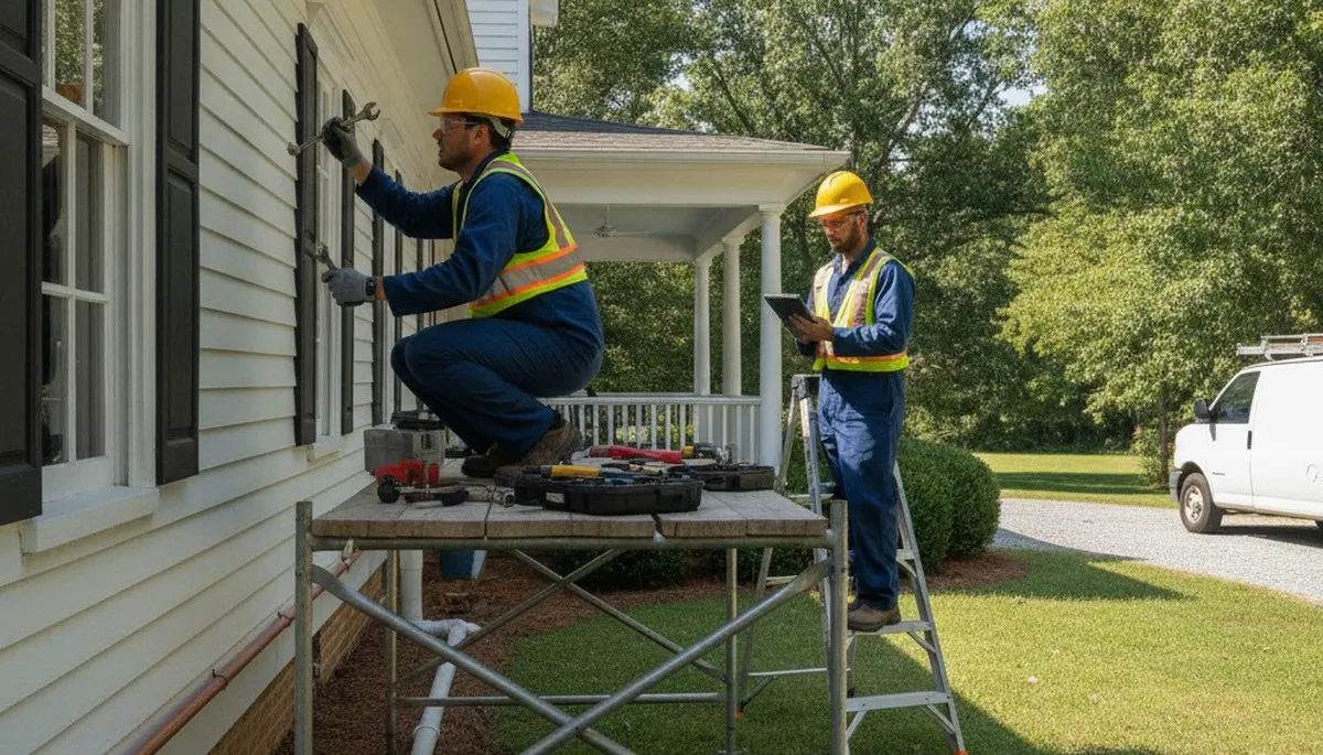 Plumber repairing a pipe in Lynchburg, VA for professional plumbing repair service