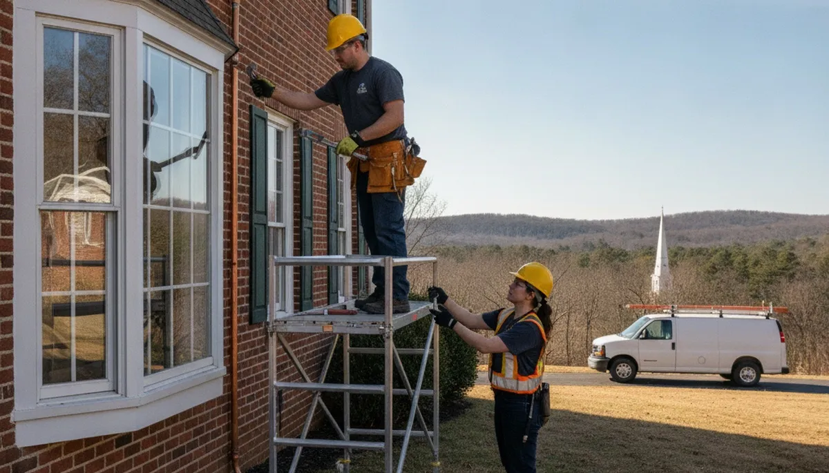 Plumber repairing a pipe in Lynchburg, VA for residential plumbing repair service