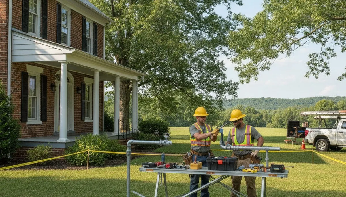 Plumber repairing a leak in Lynchburg, VA for residential plumbing service