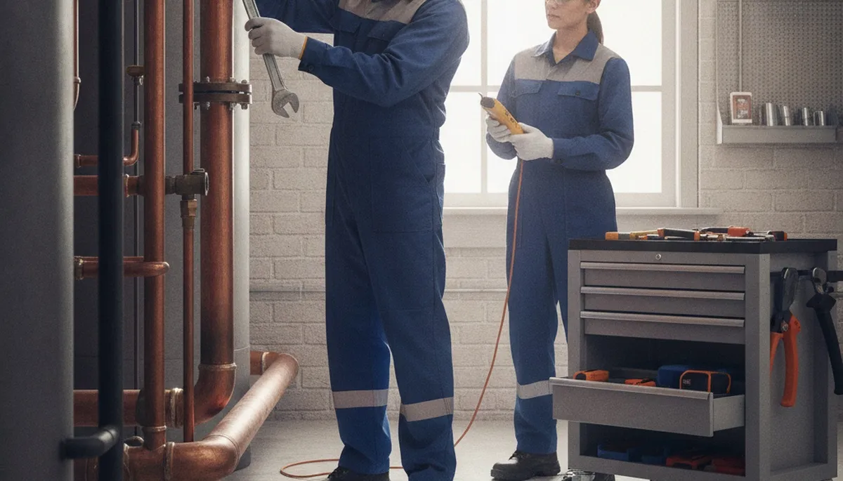 Plumber repairing a leak in Lynchburg, VA for On Call Plumbers