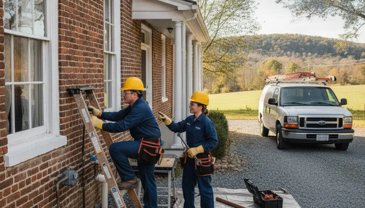 Plumber repairing pipes in Lynchburg, VA for a local plumbing repair service