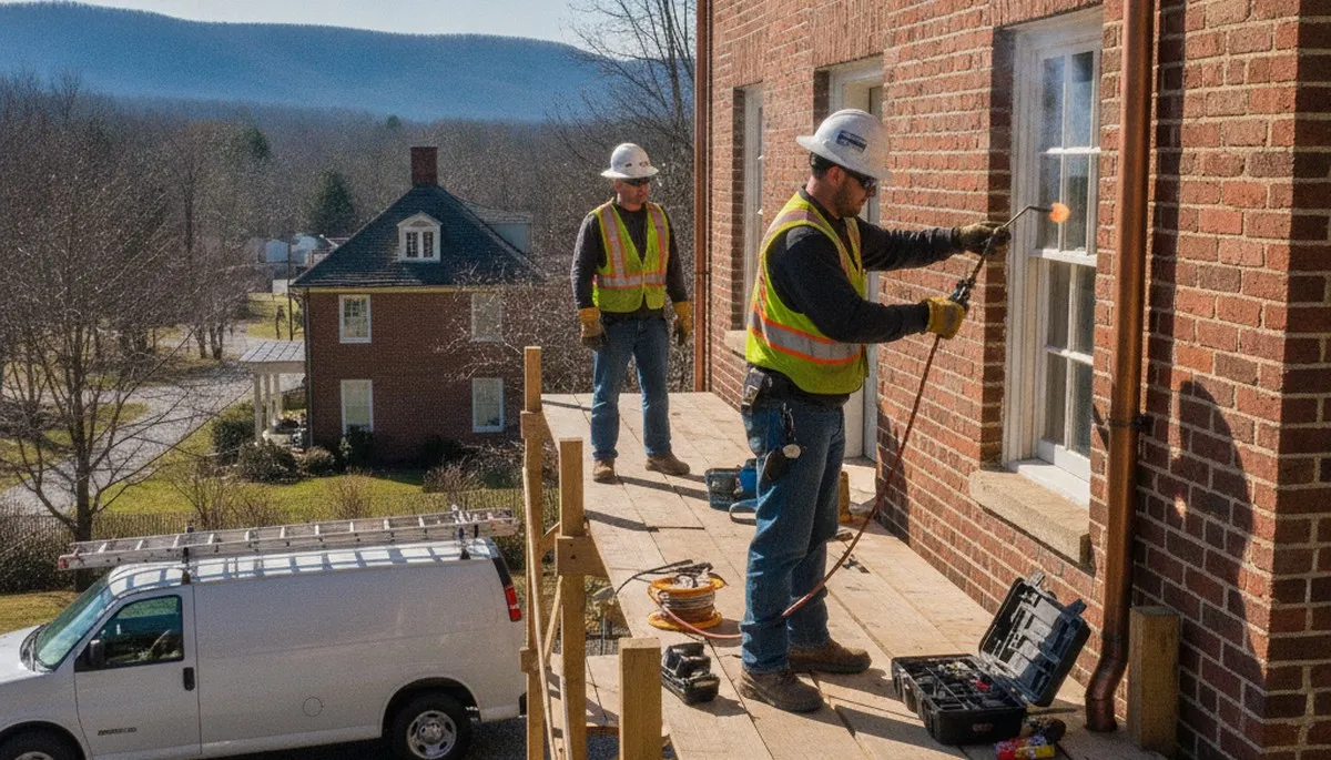 Plumber repairing pipe in Lynchburg, VA for residential plumbing service