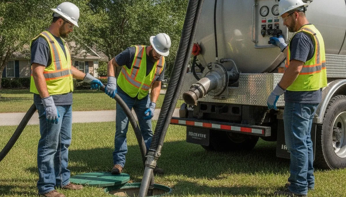 Septic pumping service truck for Lynchburg, VA homes by On Call Plumbers