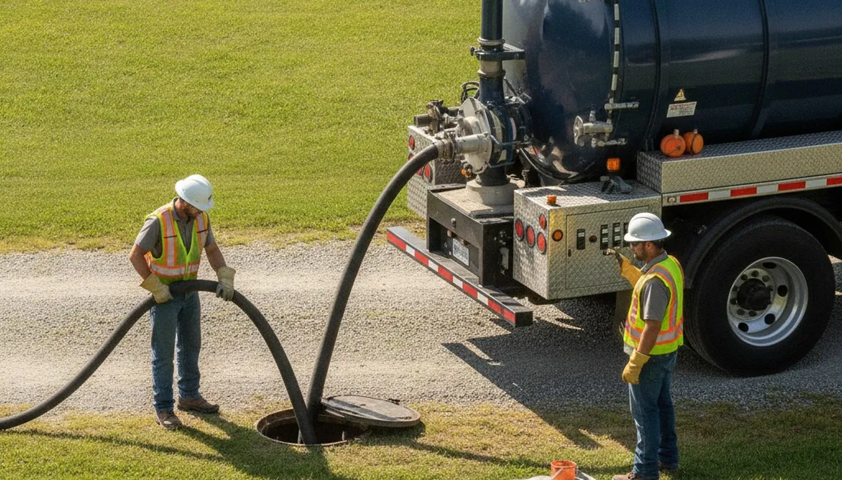 Septic pumping service truck for Lynchburg, VA homes by On Call Plumbers