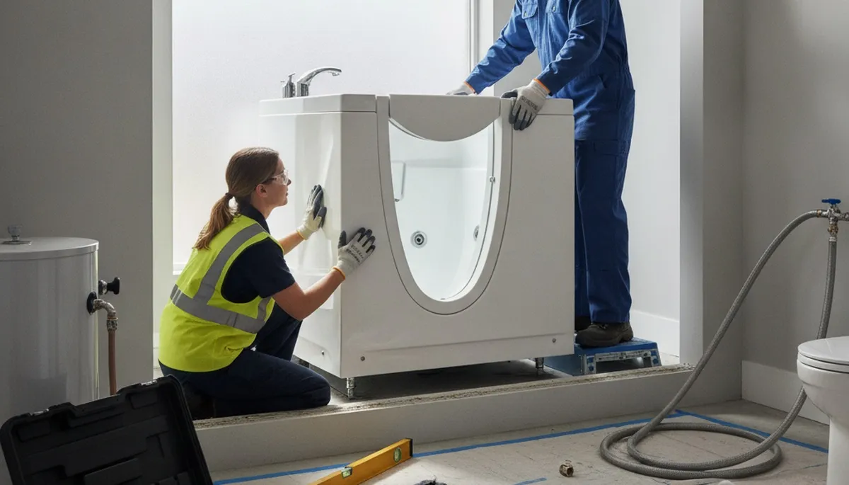 Walk-in tub installation by Lynchburg, VA plumbers for safer home bathing